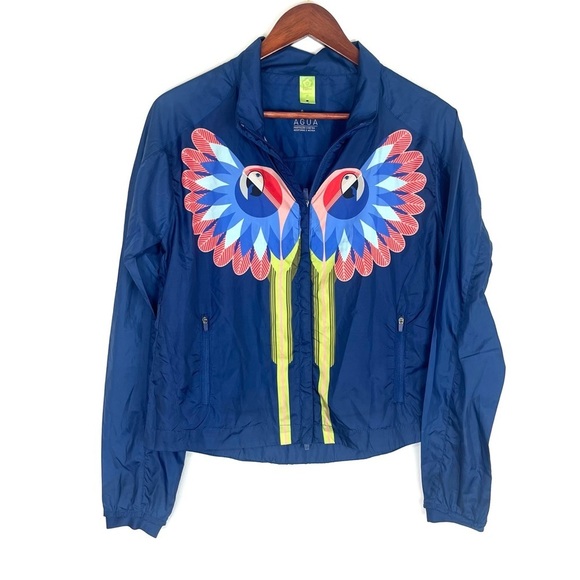 Farm Rio Tropical Bird Lightweight Colorful Windbreaker Track Jacket Size P - Picture 3 of 16